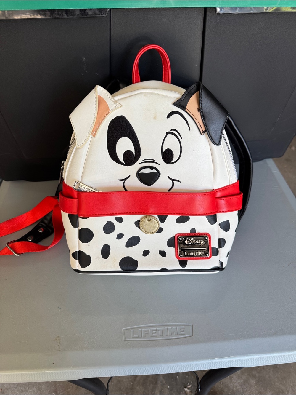 Loungefly Kids Dalmatian Face Mini Backpack in White, Black & Red
